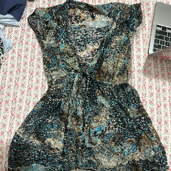 Wet Seal Dresses & Skirts - Wet Seal Blue and Brown Mini shirt